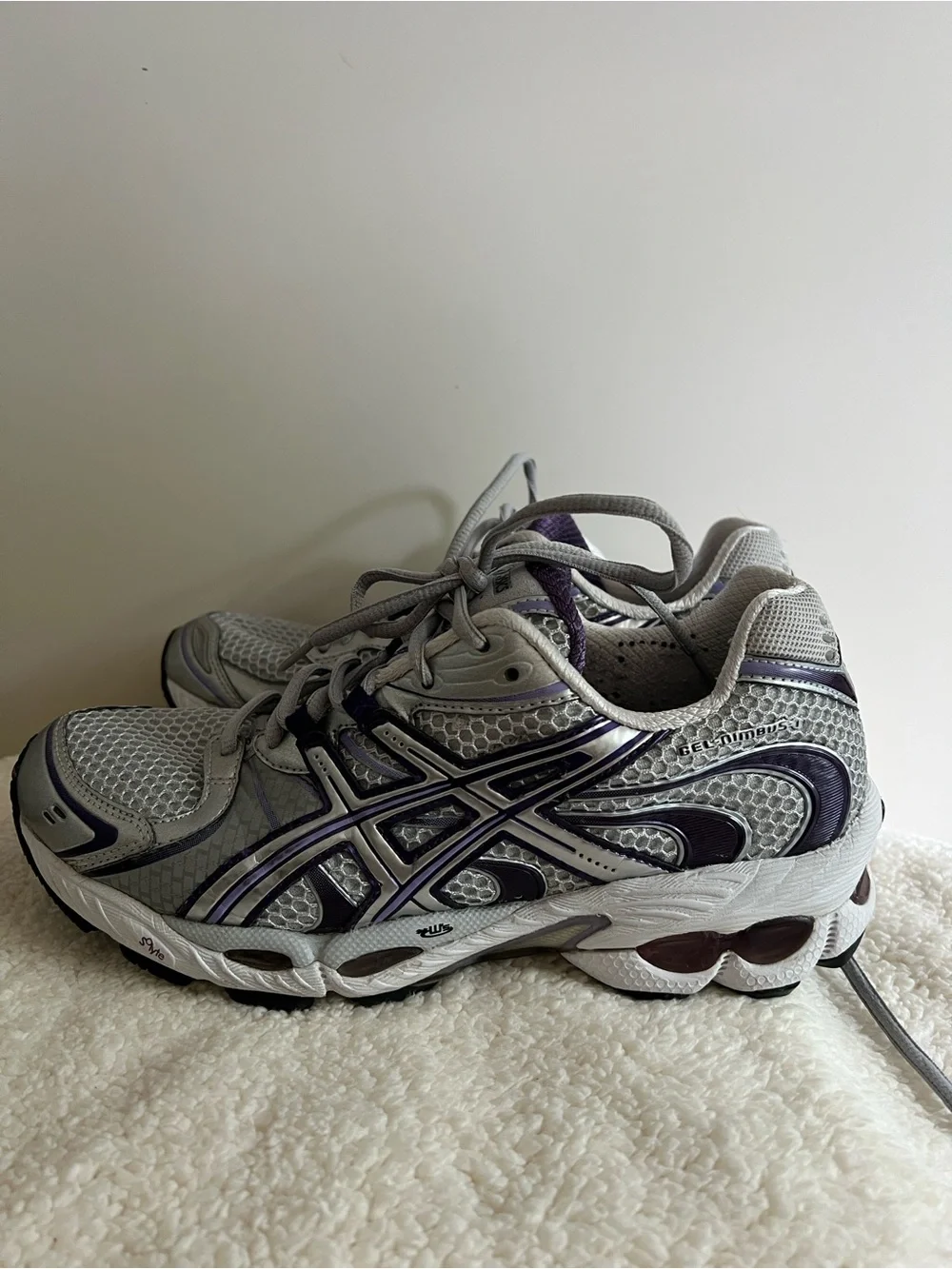 Asics Gray and Purple Women's Running Sneakers